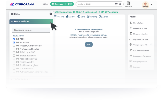 L'interface de sirénisation employée par Sapio dans Corporama
